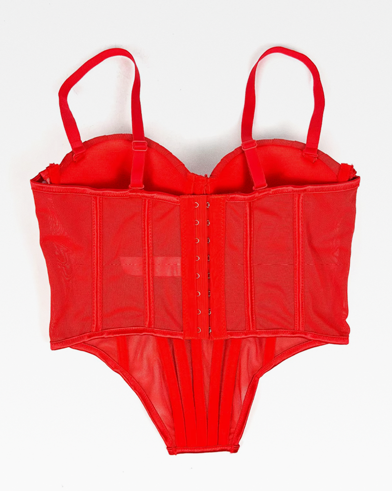 Bustier rouge strass