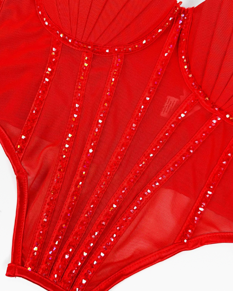 Bustier rouge strass