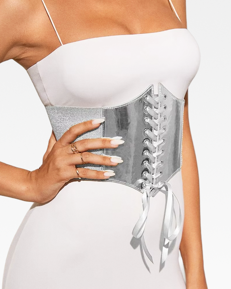 Ceinture corset argentée