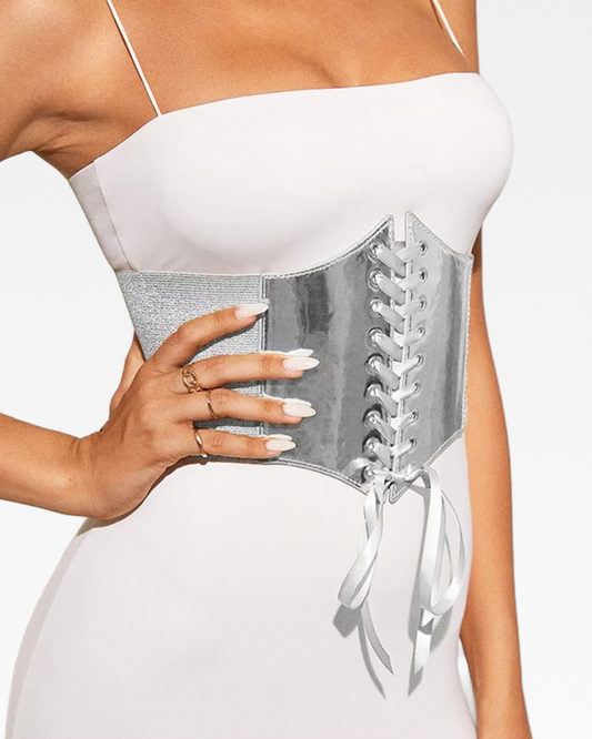 Ceinture corset argentée
