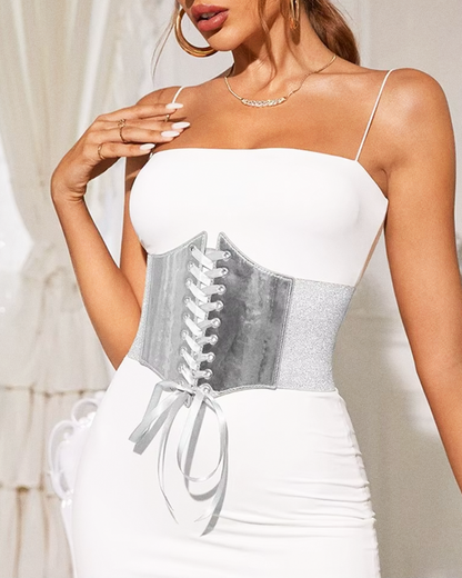 Ceinture corset argentée