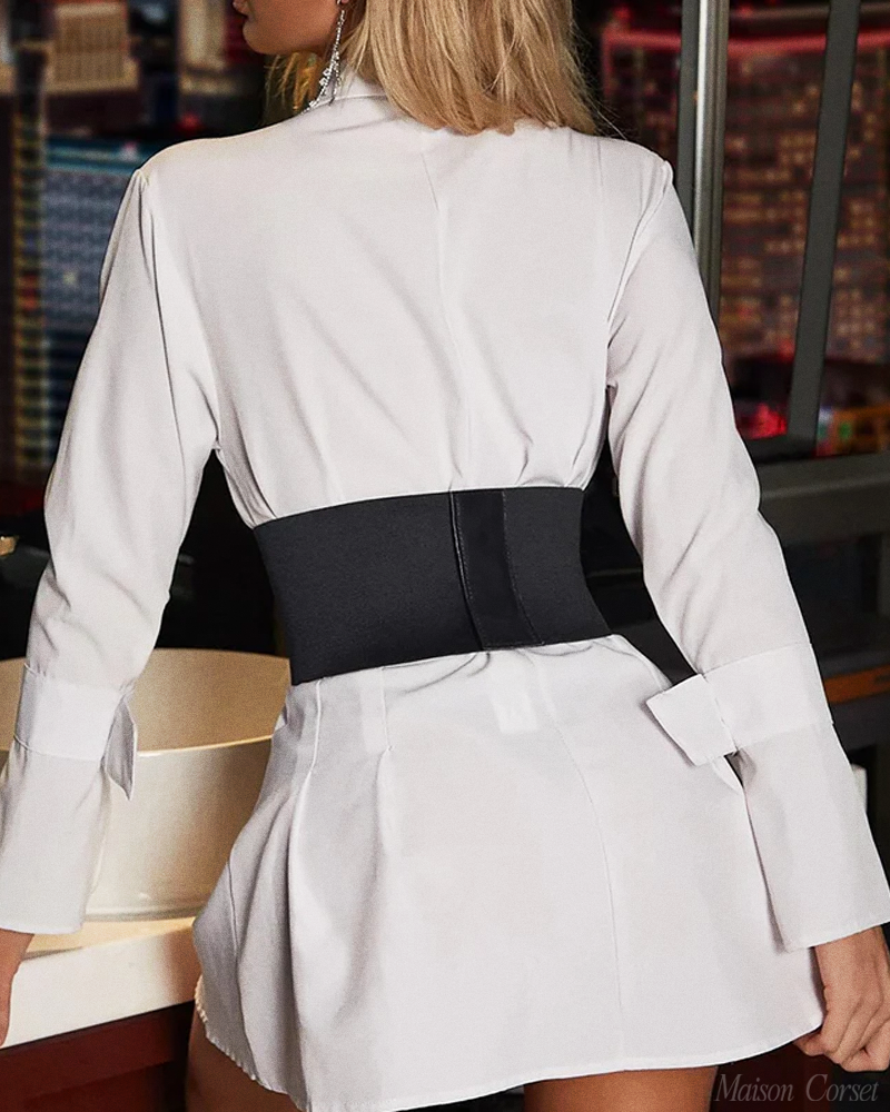 Ceinture corset cuir noir