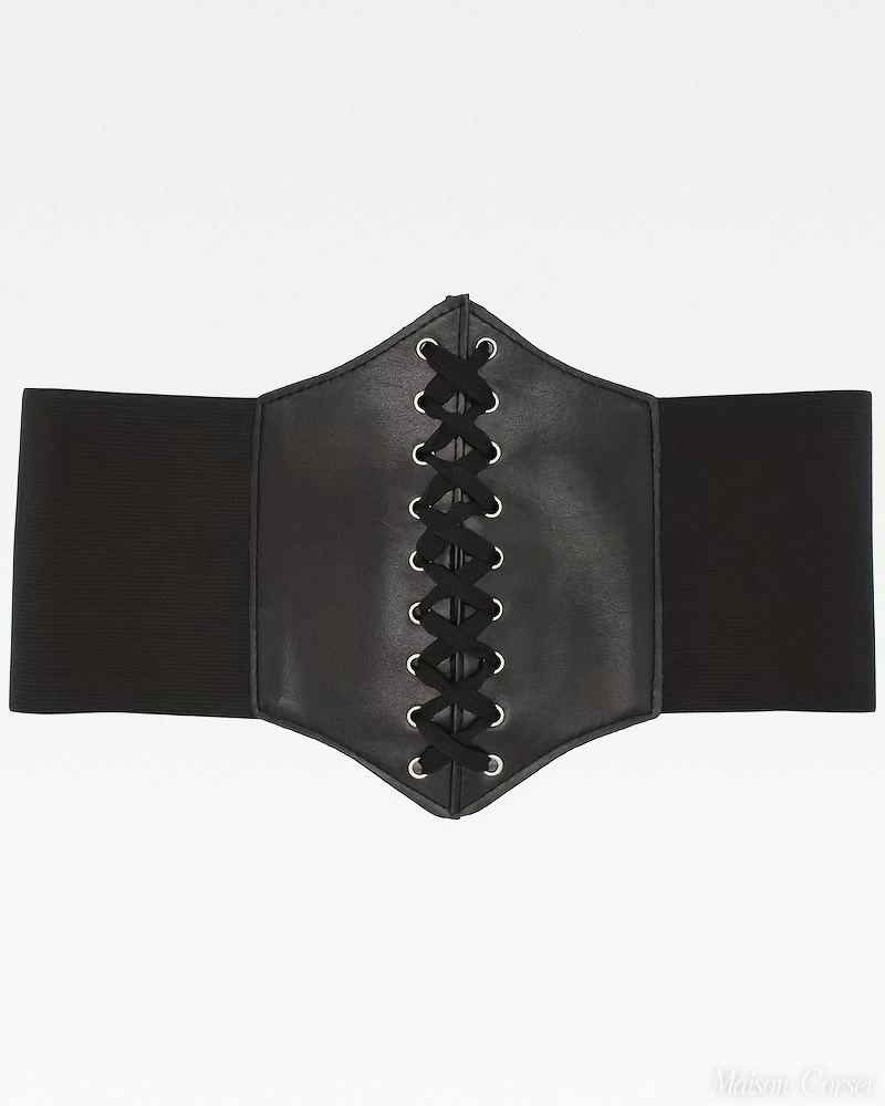 Ceinture corset cuir noir