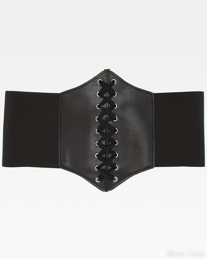 Ceinture corset cuir noir