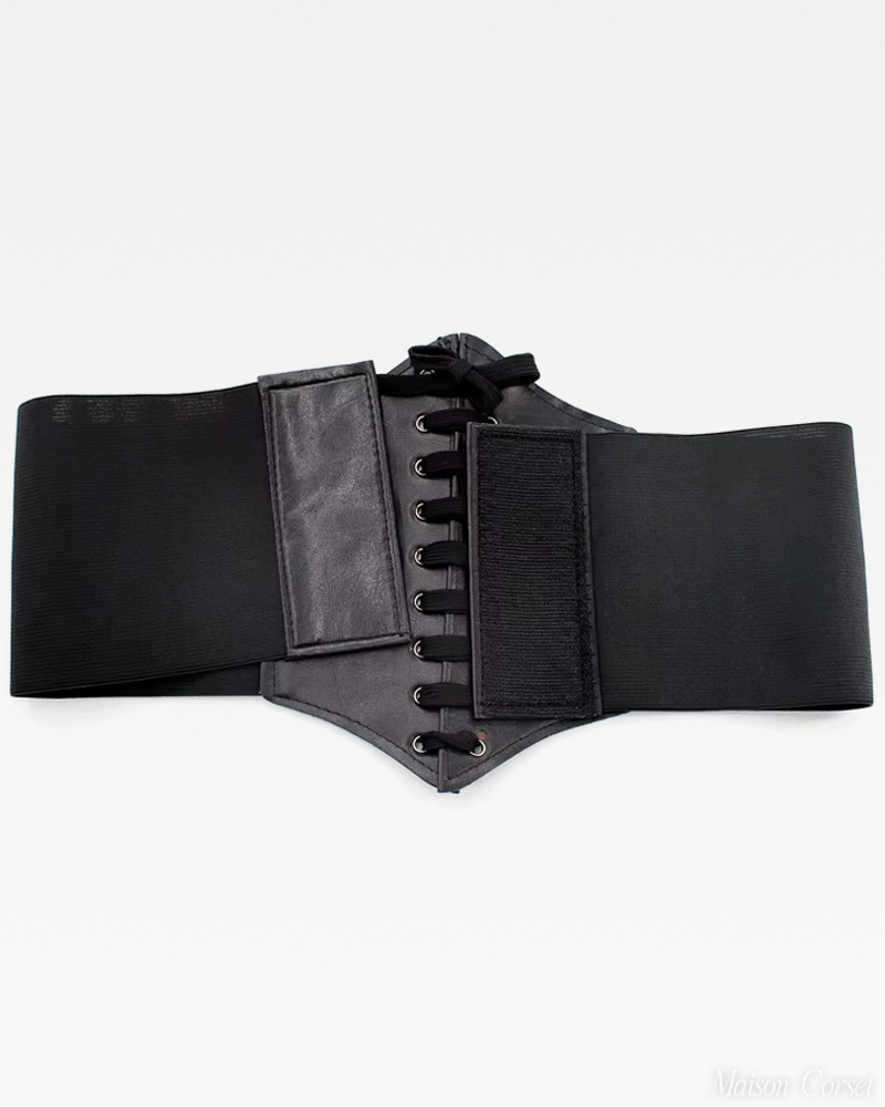 Ceinture corset cuir noir