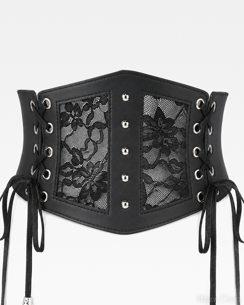 Ceinture corset empiècements dentelle