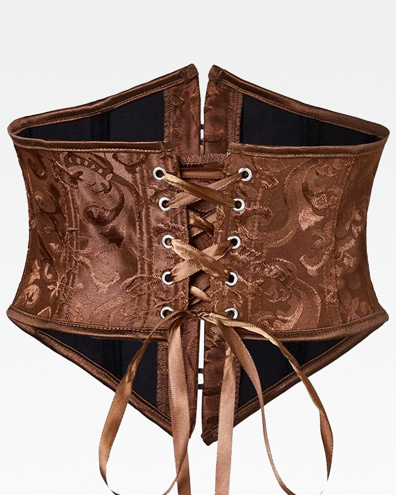 Ceinture corset jacquard marron