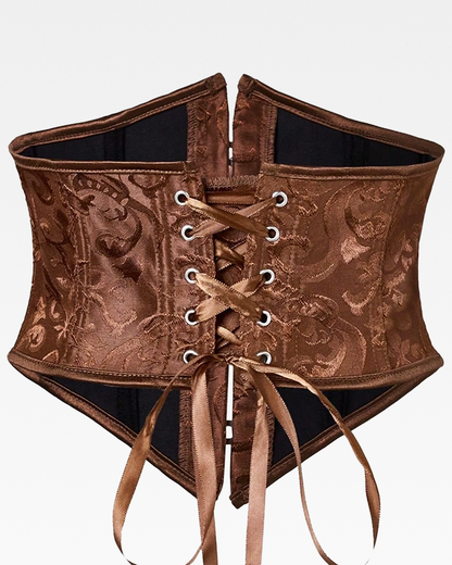 Ceinture corset jacquard marron