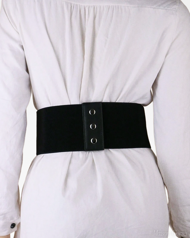 Ceinture corset large dentelle noire