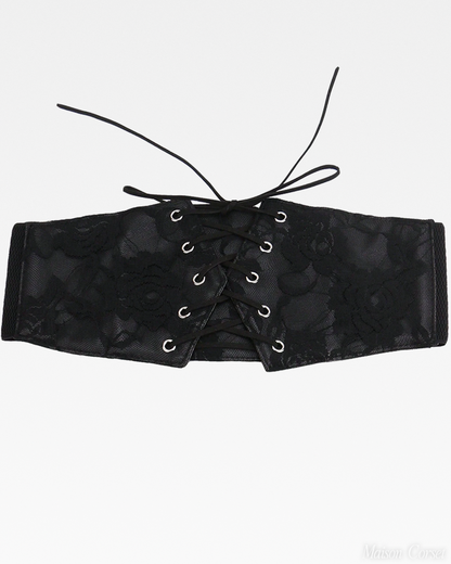 Ceinture corset large dentelle noire