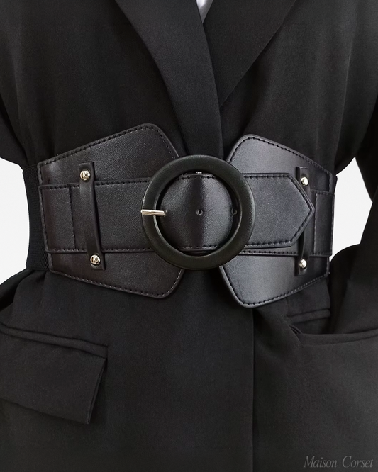 Ceinture corset noire à boucle ronde