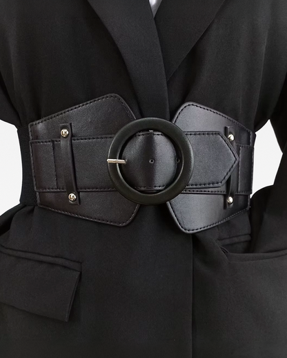 Ceinture corset noire à boucle ronde