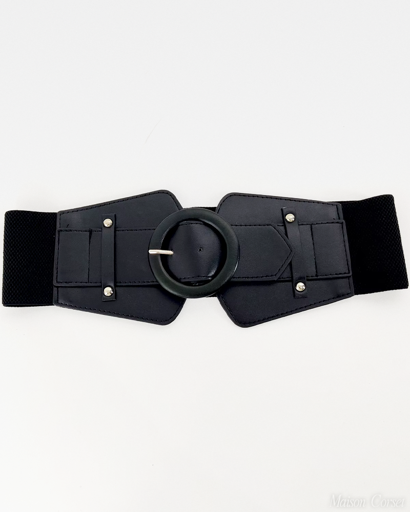 Ceinture corset noire à boucle ronde