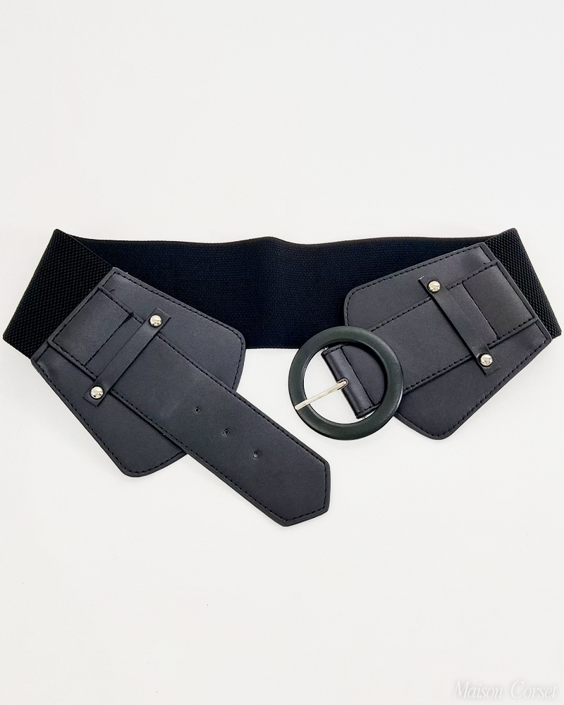 Ceinture corset noire à boucle ronde