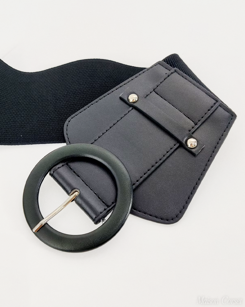 Ceinture corset noire à boucle ronde