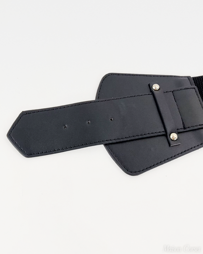 Ceinture corset noire à boucle ronde