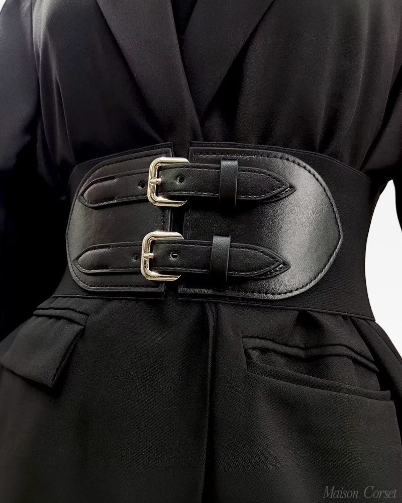 Ceinture corset noire à double boucle