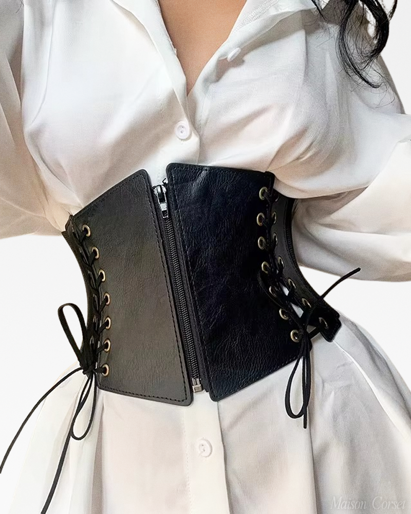 Ceinture corset noire à lacets