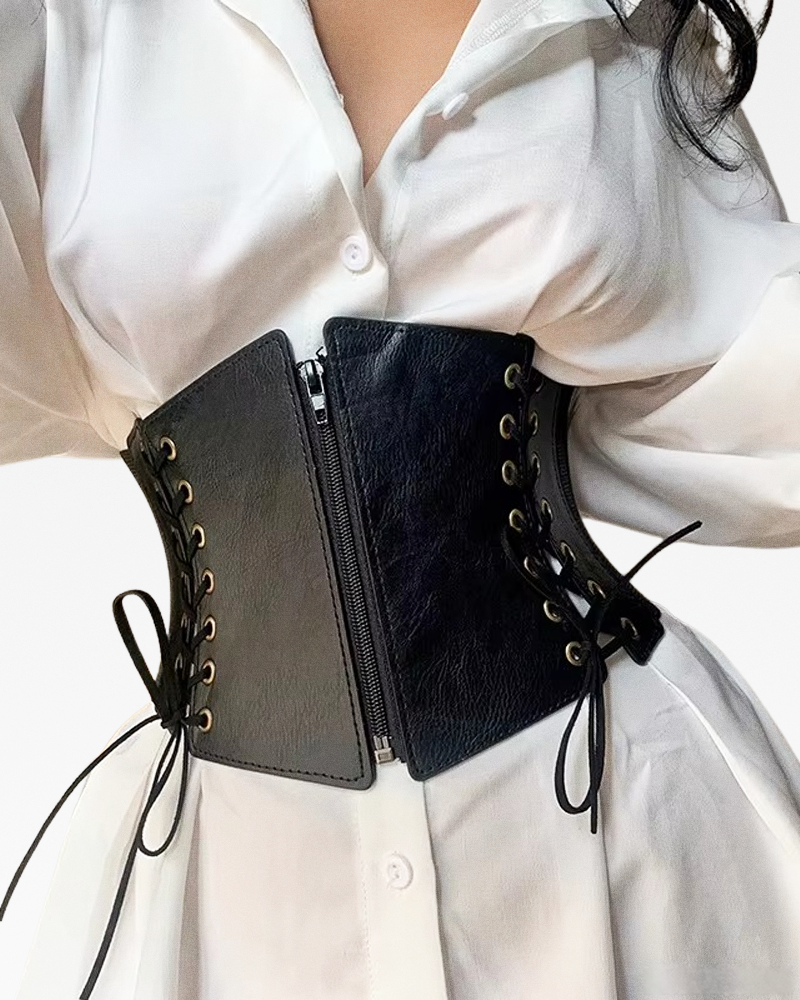 Ceinture corset noire à lacets