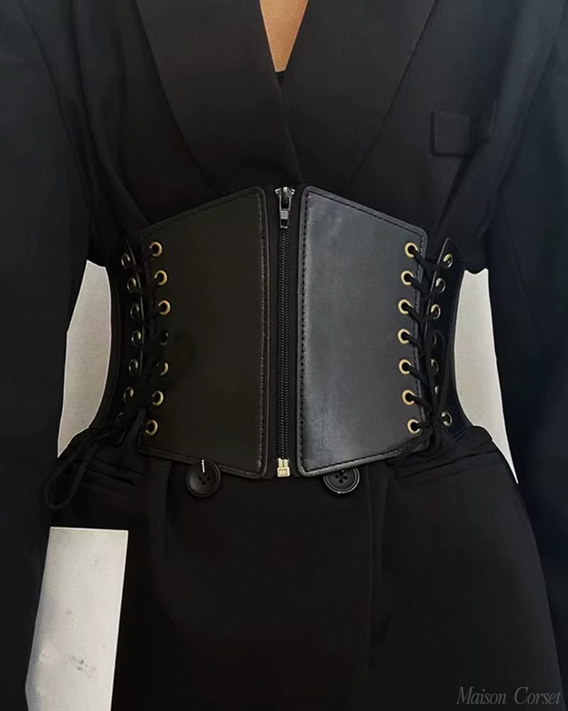 Ceinture corset noire à lacets