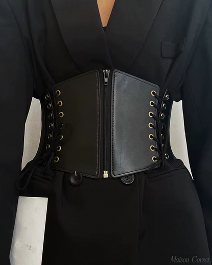 Ceinture corset noire à lacets