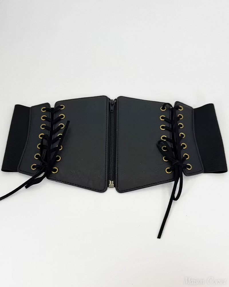 Ceinture corset noire à lacets