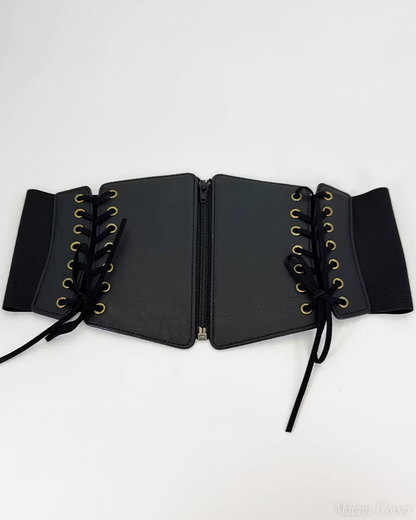 Ceinture corset noire à lacets