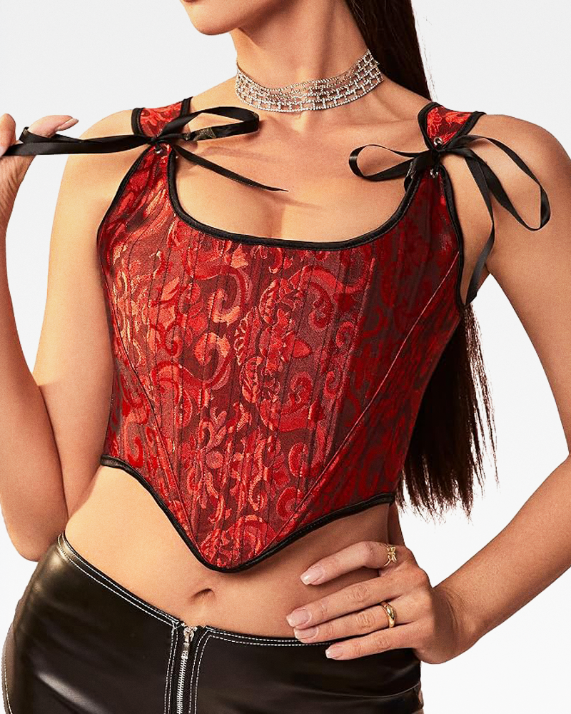 Corset à bretelles noir et rouge