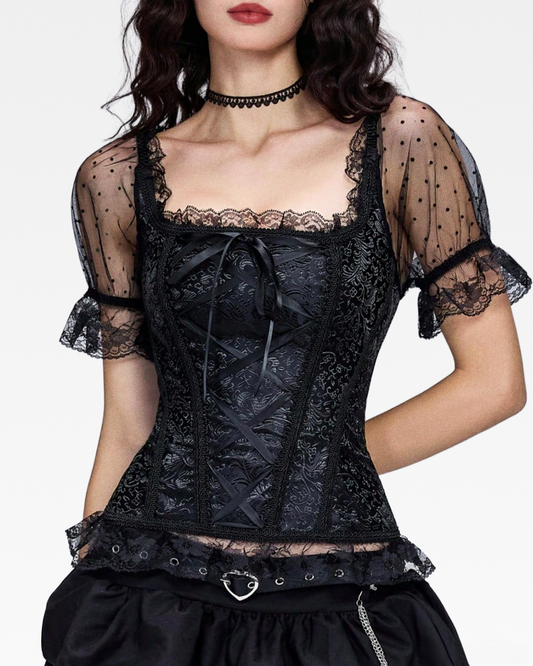 Corset à lacets noir