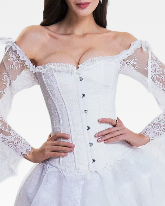 Corset blanc manche longue dentelle