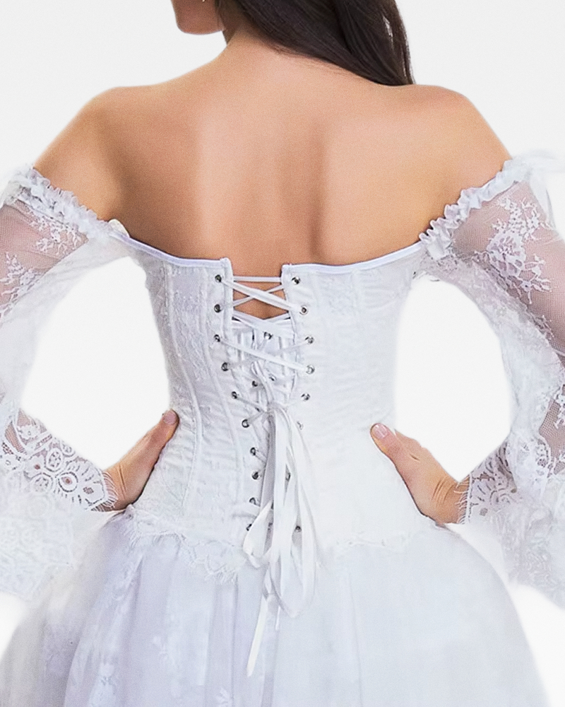 Corset blanc manche longue dentelle