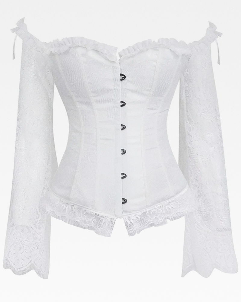 Corset blanc manche longue dentelle