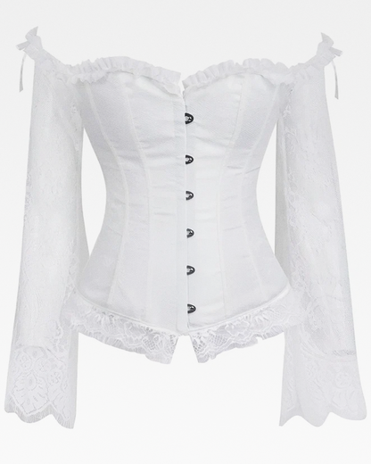 Corset blanc manche longue dentelle