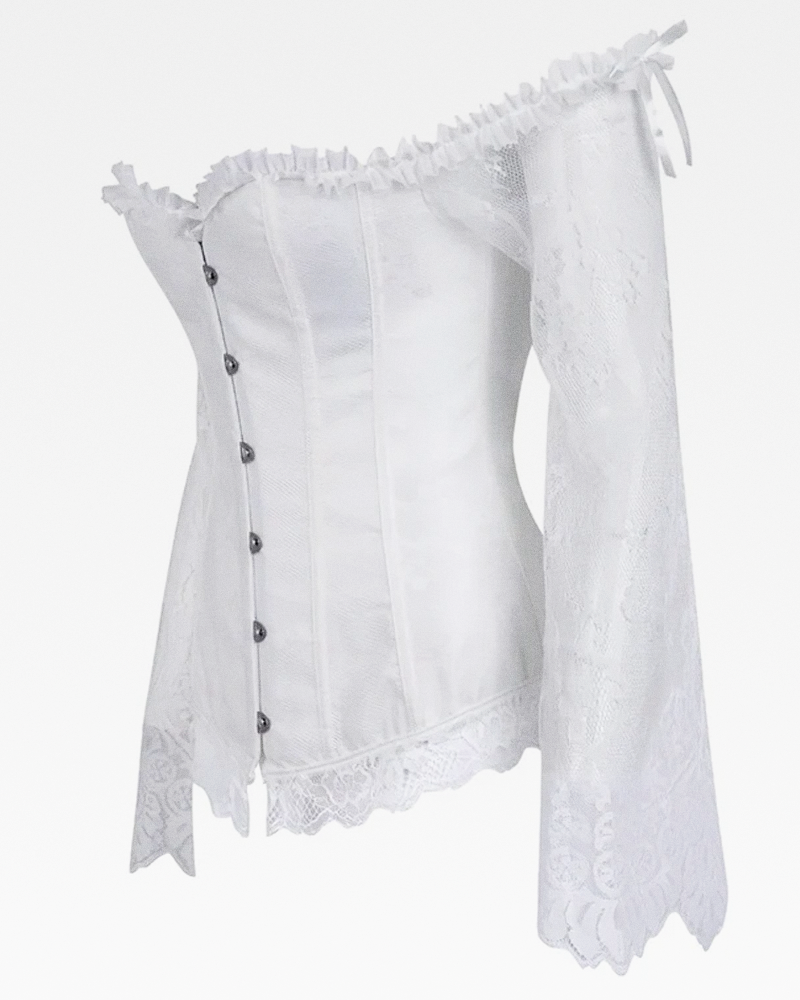 Corset blanc manche longue dentelle