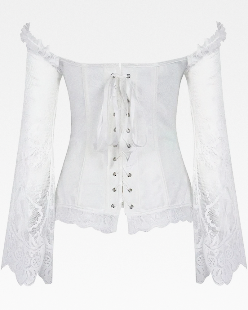 Corset blanc manche longue dentelle