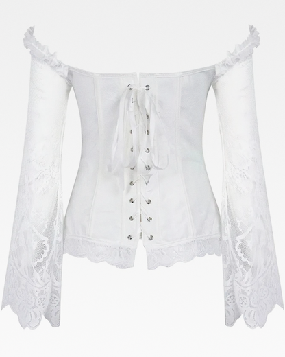 Corset blanc manche longue dentelle