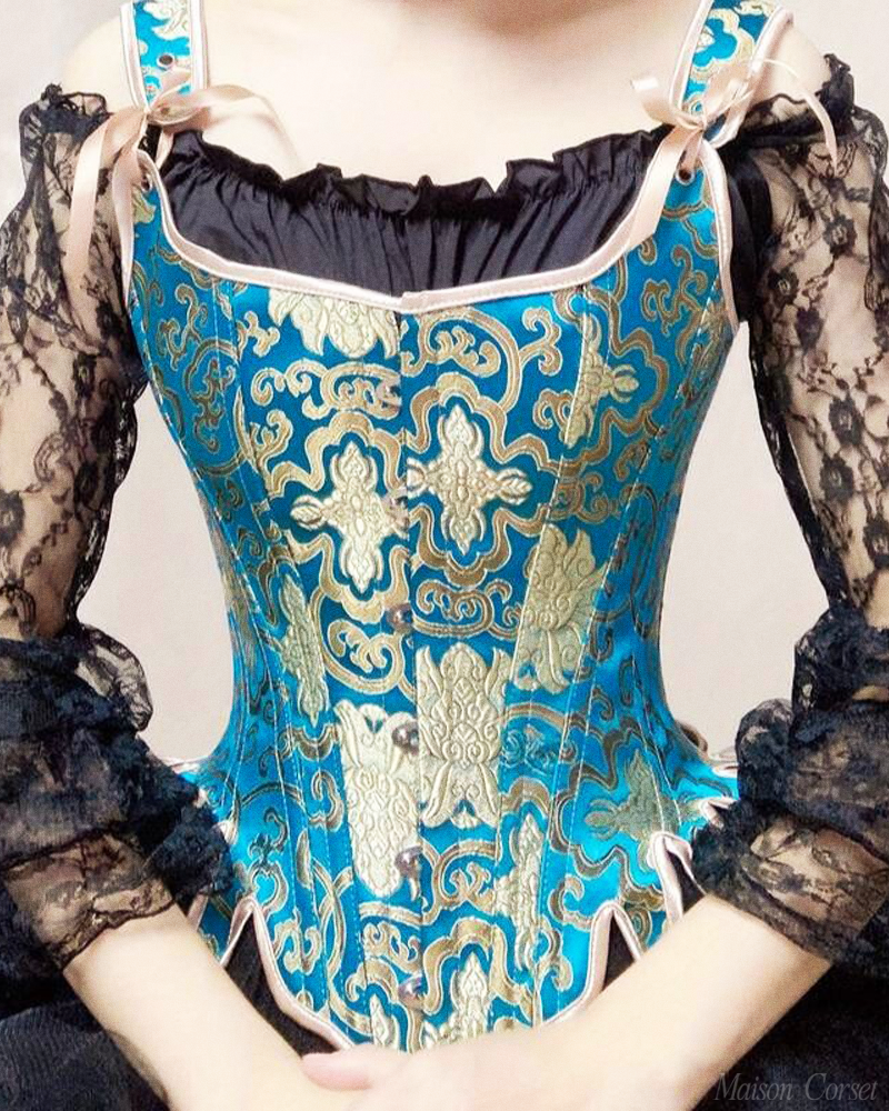 Corset bleu et or