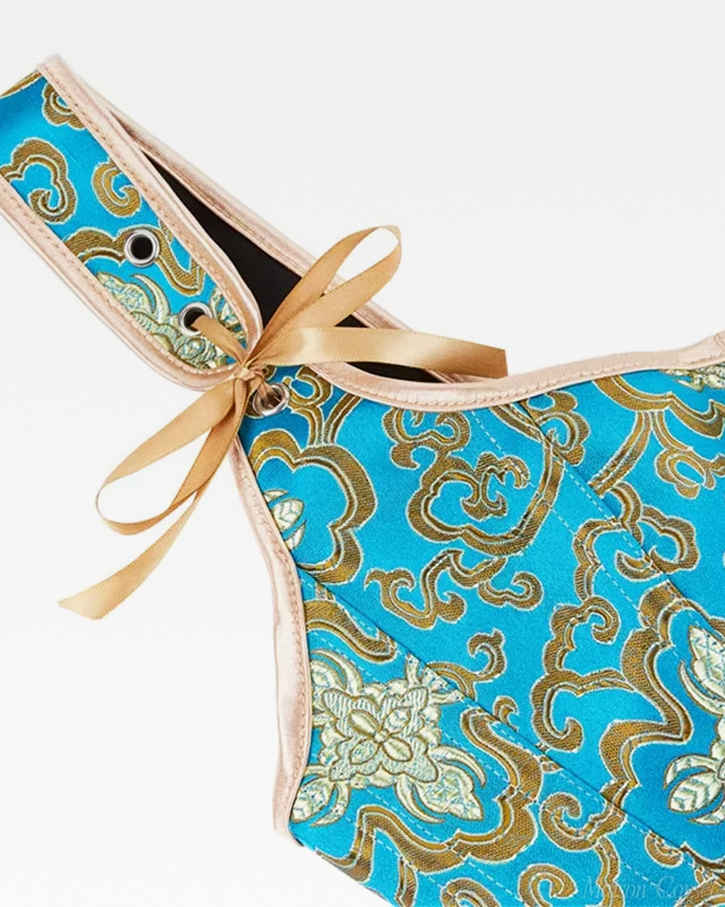 Corset bleu et or