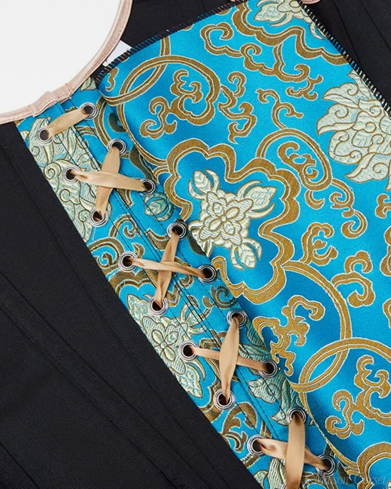 Corset bleu et or