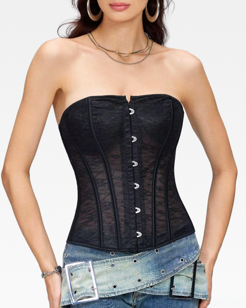 Corset bustier noir dentelle