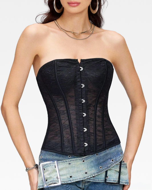 Corset bustier noir dentelle