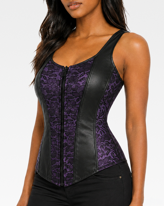 Corset bustier noir et violet
