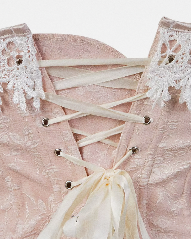 Corset dentelle beige