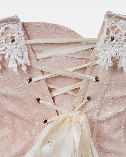 Corset dentelle beige