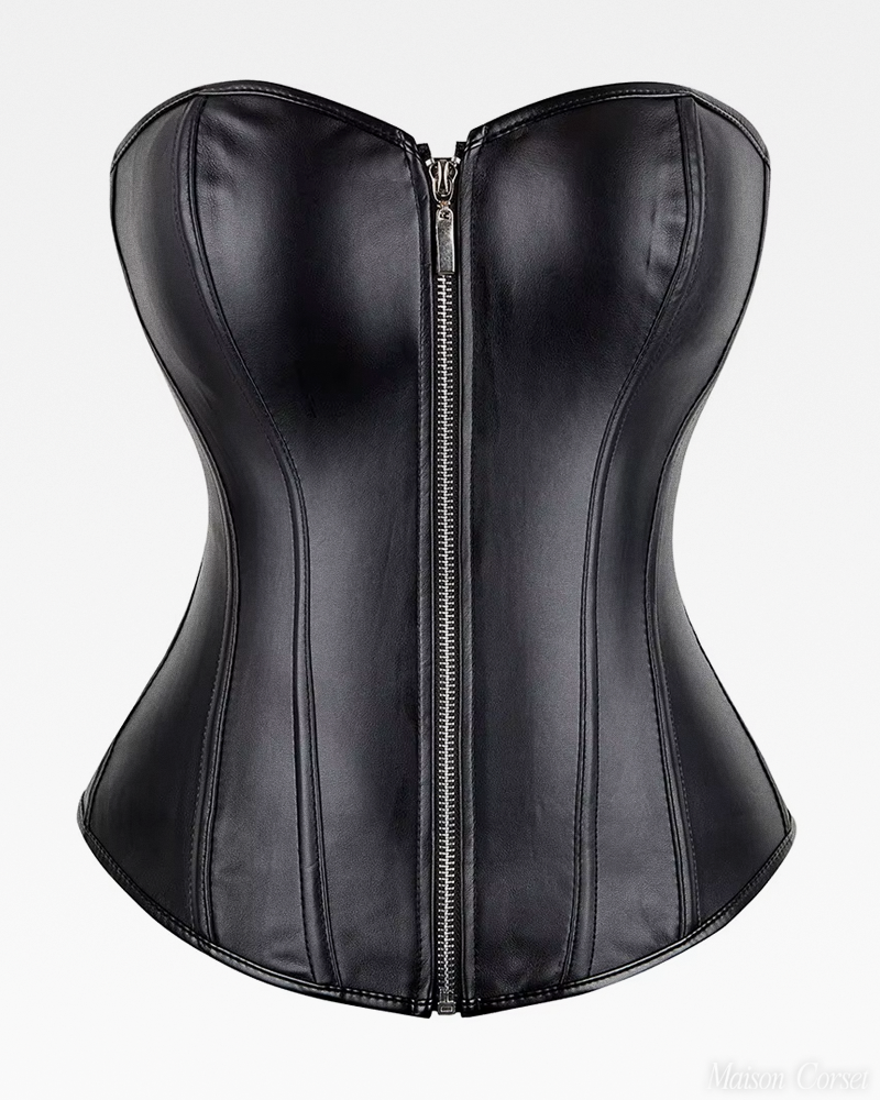 Corset en cuir noir