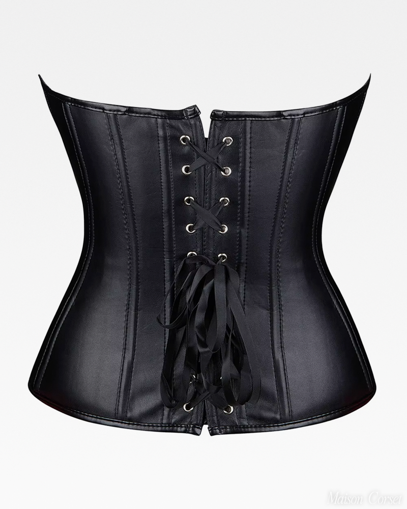 Corset en cuir noir