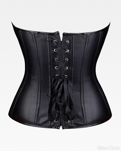 Corset en cuir noir