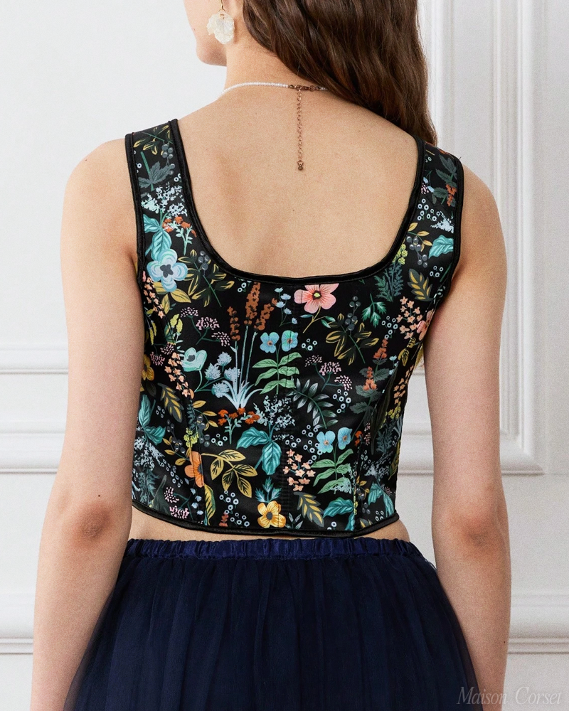 Corset fleuri à bretelles