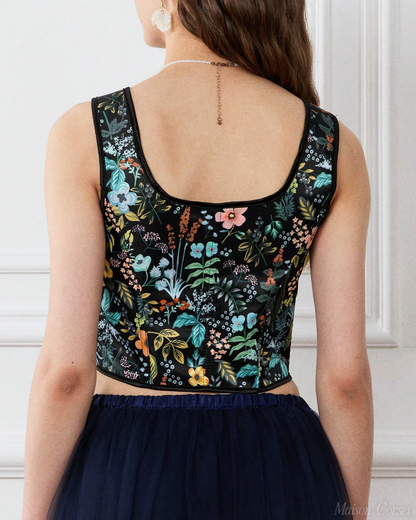 Corset fleuri à bretelles