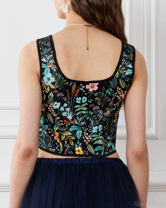 Corset fleuri à bretelles
